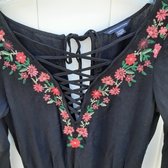 American Eagle Embroidered Long Sleeve Romper - Picture 4 of 9